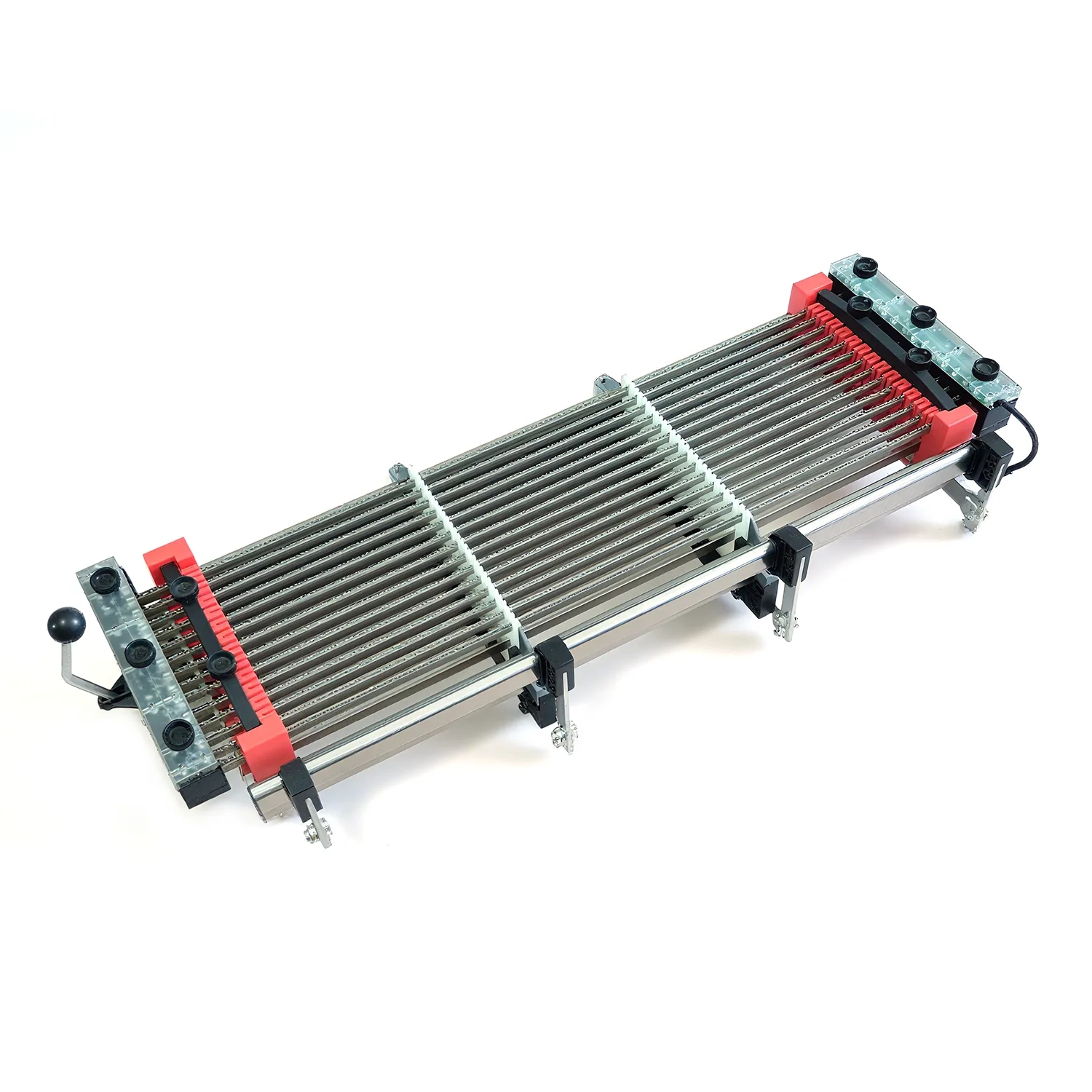 Quali sono le caratteristiche del fermaordito a LED a 14 file per telaio da seta